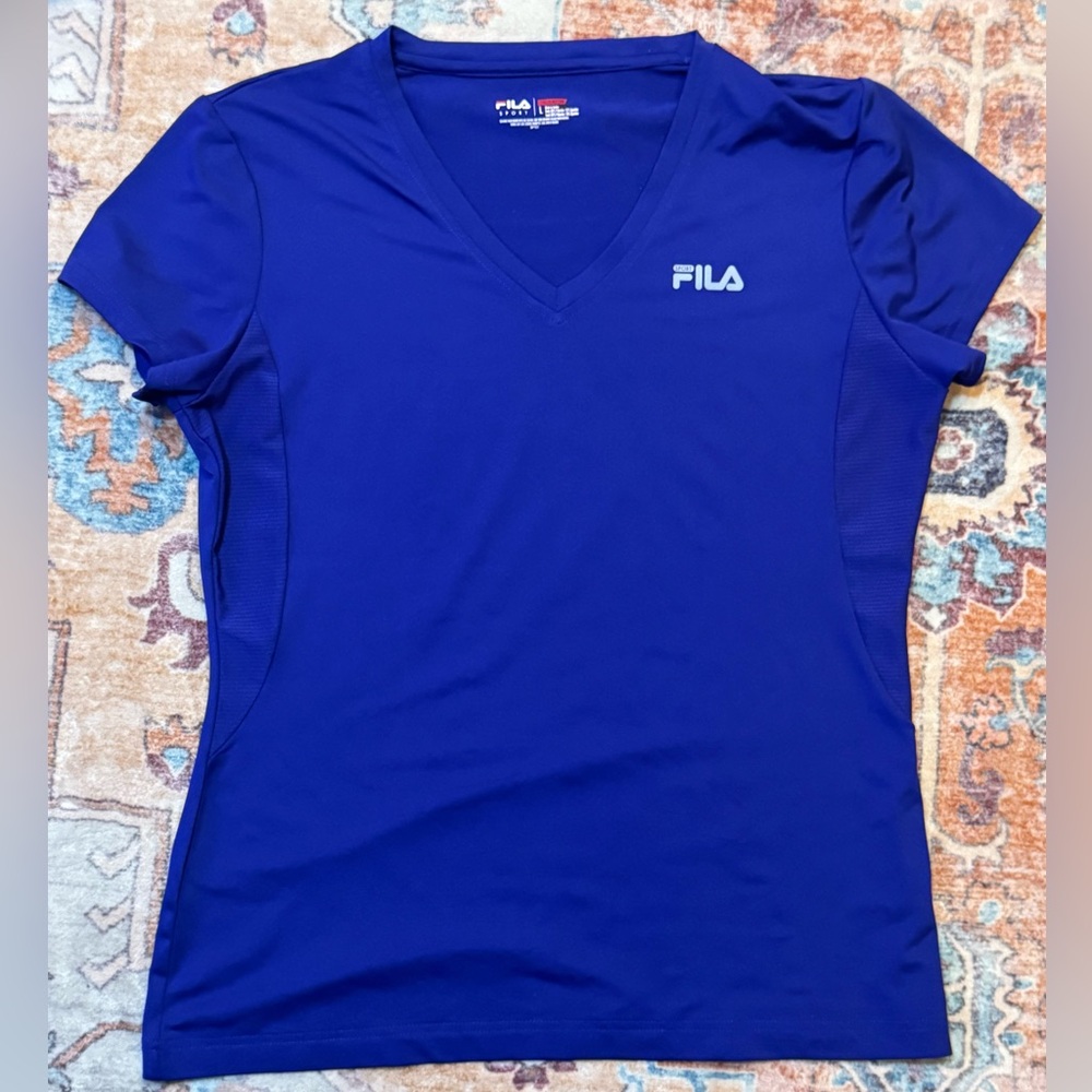 FILA Women's Royal Blue V-Neck Tee